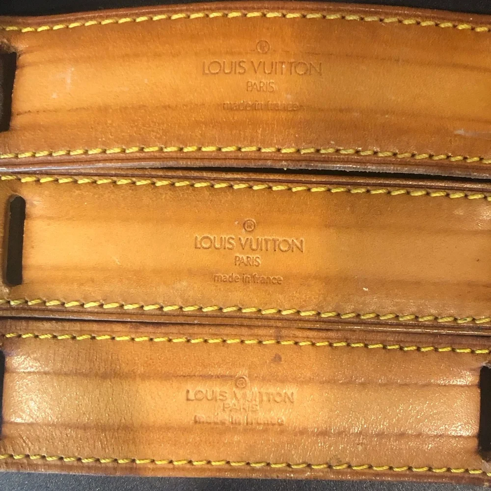 LOUIS VUITTON Tan Vachetta Leather Strap Pads with Yellow Stitching 1 per Order
